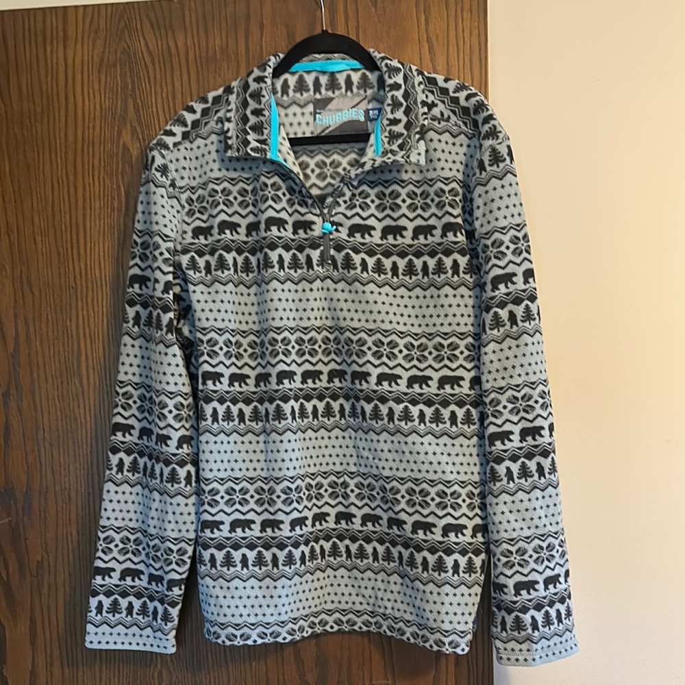 Chubbies Gray And Black Bear Patterned Pullover - image 1